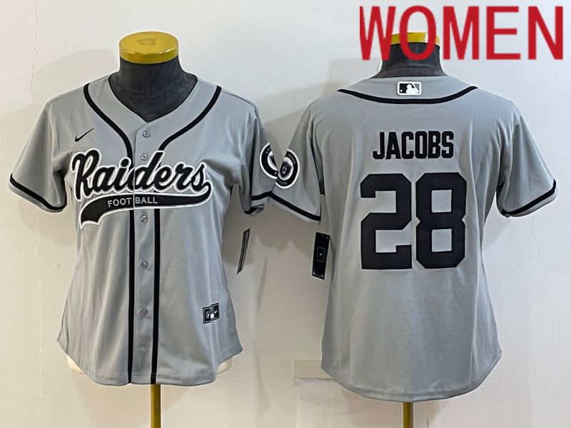 Women Oakland Raiders #28 Jacobs Grey 2022 Nike Co branded NFL Jerseys